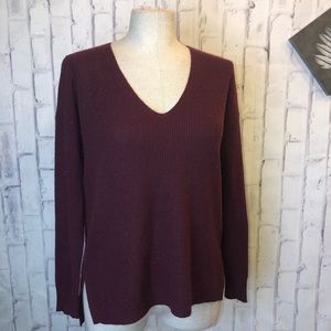 Madewell Maroon oversize v-neck sweater. Small
